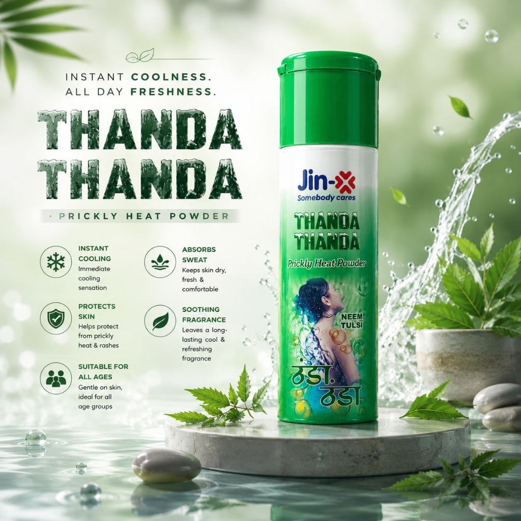 JIN-X Thanda Thanda Prickly Heat Powder (Neem Tulsi) 150gm